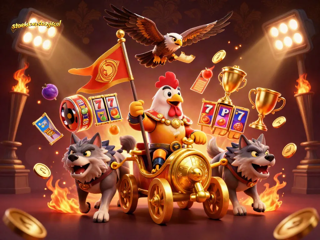 Experience the thrill of stoeckerecological with a rooster warlord commanding a dynamic casino scene.